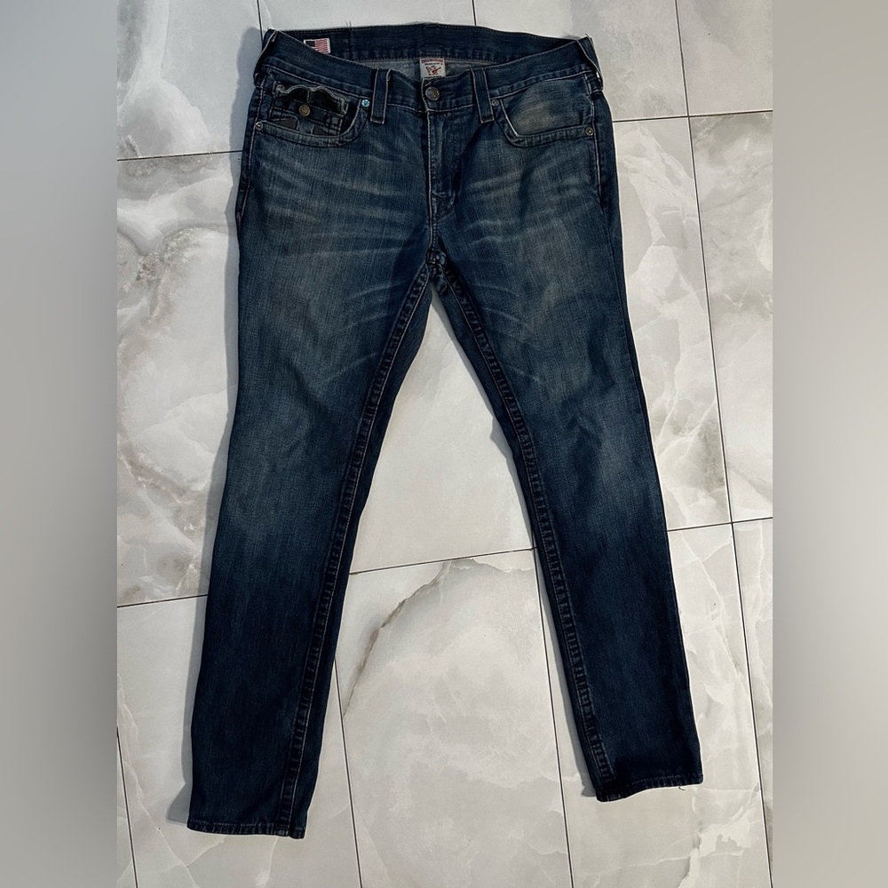 TRUE RELIGION MENS RICKY Straight Jeans Size 34